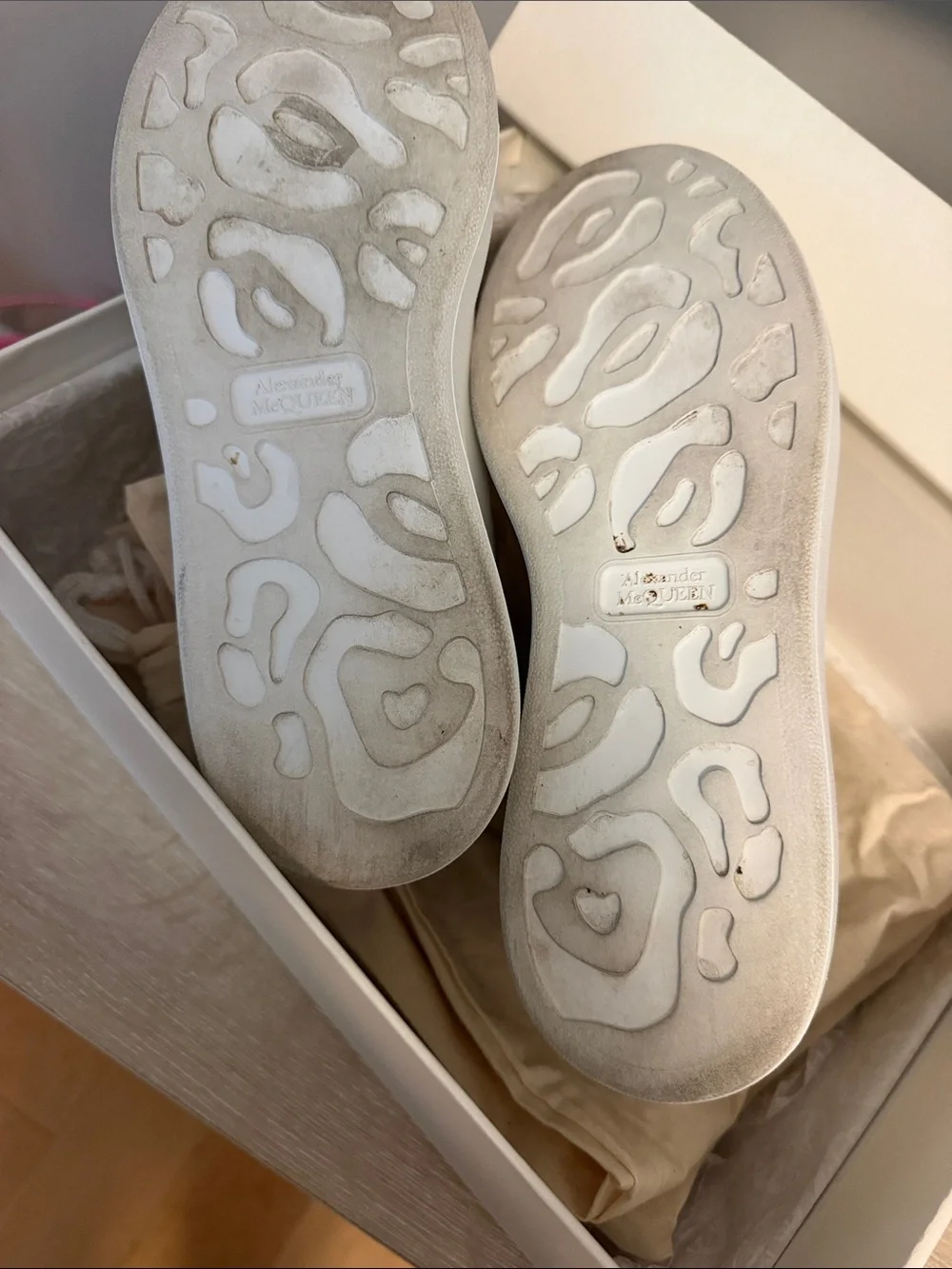 Alexander McQueen Larry White Platform Sneakers with Iridescent Heel Size 8.5